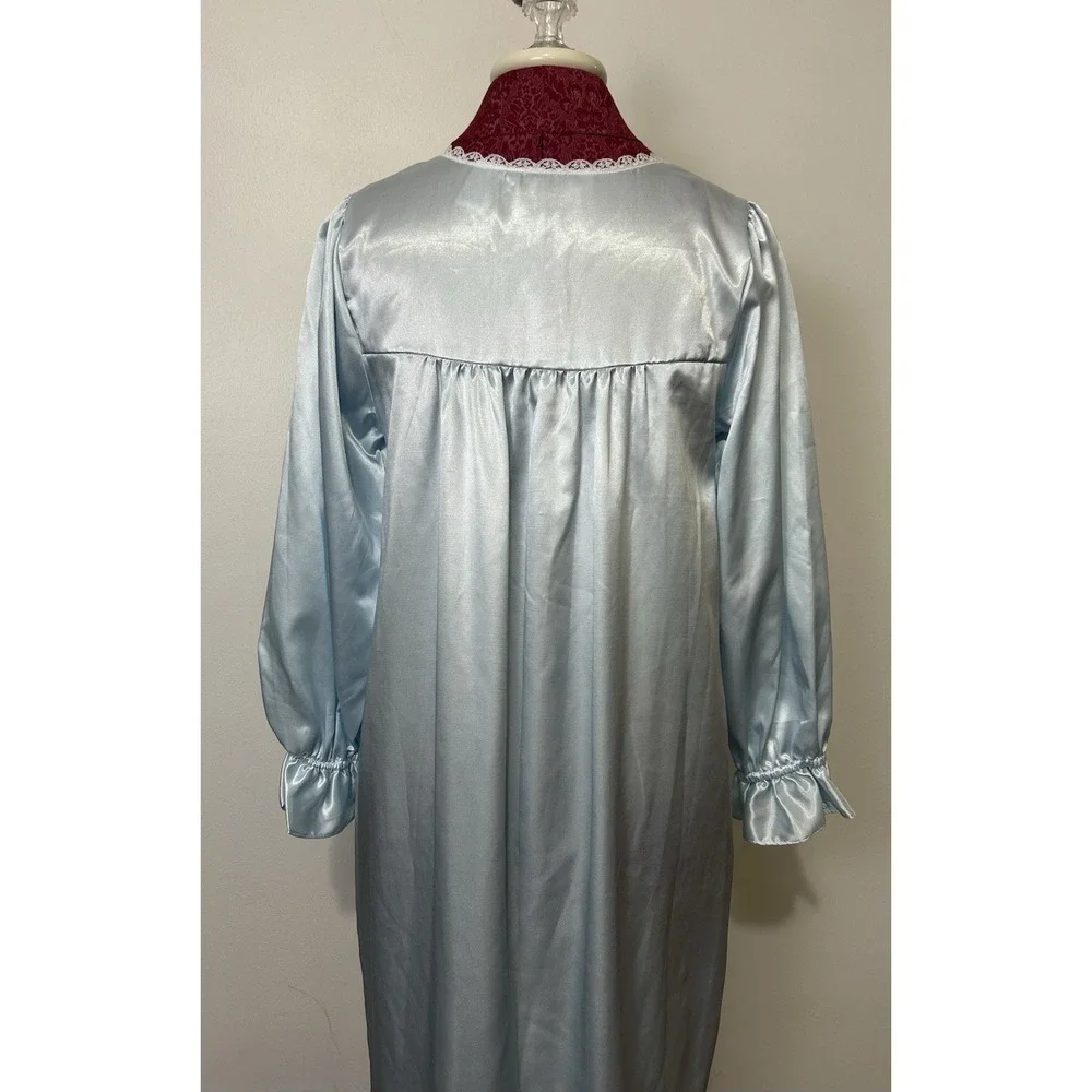 Partners Intimates Nightgown Medium Blue Lace Embroidered Victorian Grannycore
